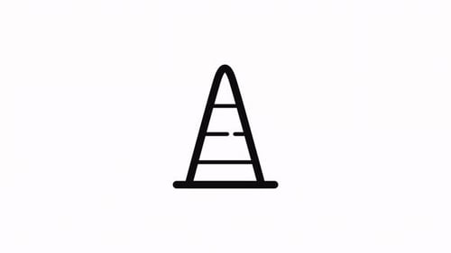 Minimalist Animated Traffic Cone Icon Line Reveal