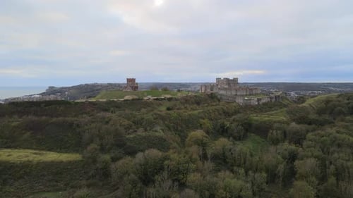 Dover Castle Kent England ,aerial 4k footag