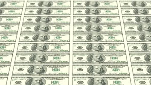 Infinite Rows of Flowing One Hundred Dollar Bills