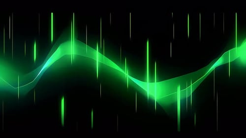 Green Energy Wave, Abstract Cartoon Aurora Sound Pulse Line Motion Tech Background Animation