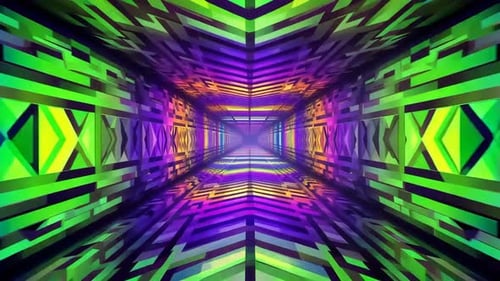 Neon Geometric Pattern Tunnel Loop Background