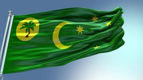 Cocos Keeling Islands Flag Waving Realistic Animation