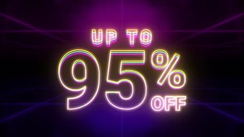 Animated Neon 95% Off Sales Discount Promotion