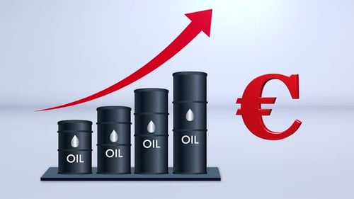 Oil Prices Growing Up With Euro Symbol V2