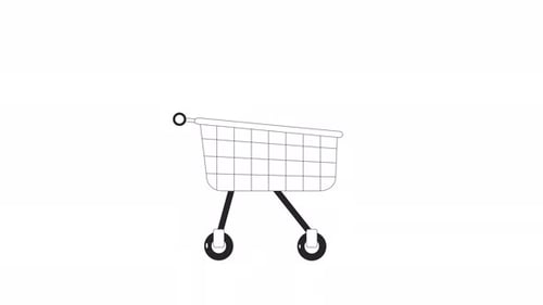 Animated Bw Rolling Shopping Cart