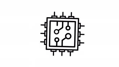 Animated Sketch of a Computer Chip Icon
