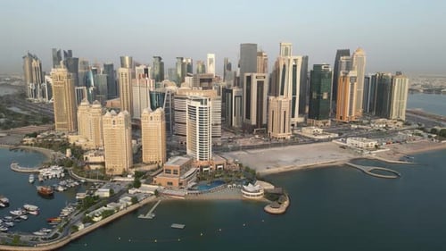 Aerial view of The West Bay area of Doha (Ad-Dauha), capital of Qatar
