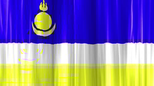 Buryatia Flag Waving with Fluid Curtain Effect