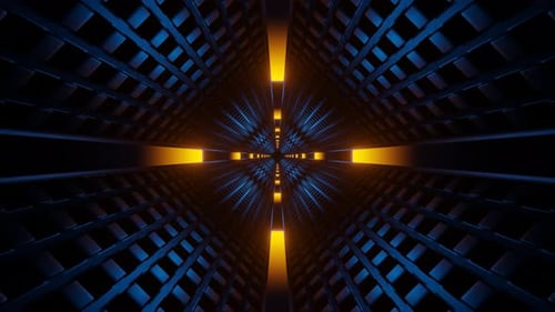 Orange And Blue Neon Corners Tunnel Background Vj Loop In 4K