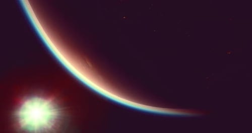 Beautiful View of a Planet with a Glowing Star in the Background at Night