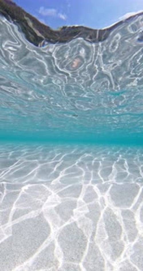 Mar tropical transparente con fondo de arena blanca y agua clara