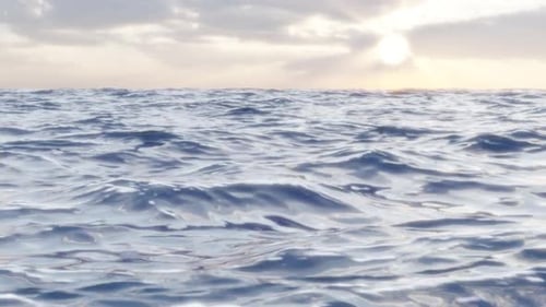 Little waves on water. Sea scape with horizon line