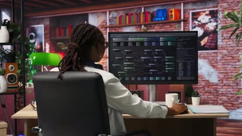 Teleworking Programmer Using Computer for Artificial Intelligence Developing