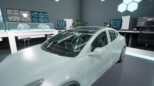 Futuristic 3D Car Model Transforms into Wireframe Design