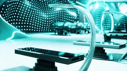 Futuristic Technology Display Room Animation