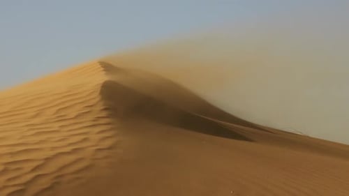 Sand Blowing Over Sand Dunes in Wind