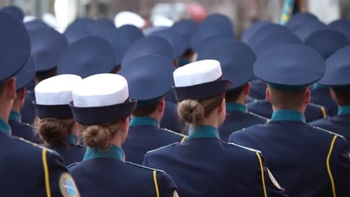 Russian Air Forces Pilot Troop March Military Aviation Parade Cadets Platoon