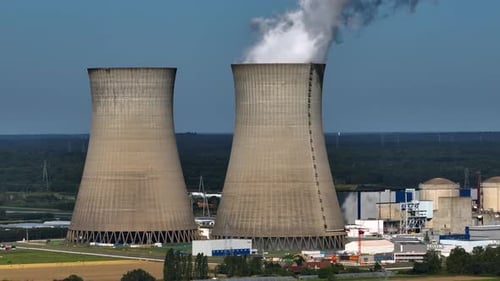Aerial Panoramic Flight of Around the Nuclear Power Plant