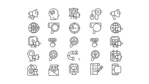 Animated Marketing Linear Icons Set
