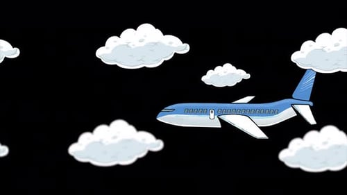 Airplane Flying In The Sky Alpha Channel 4K