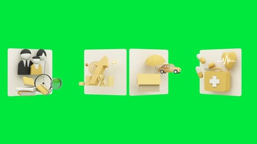 Modern 3D Animated Icons for Business and Health