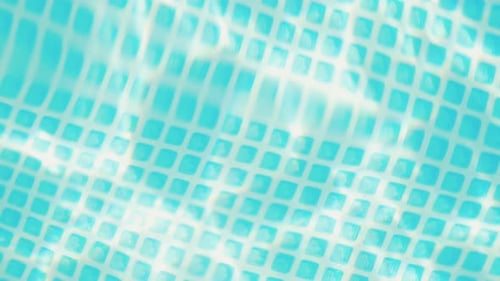 Swimming Pool Water Movement Over Blue Tile Background Summer Relax Concept