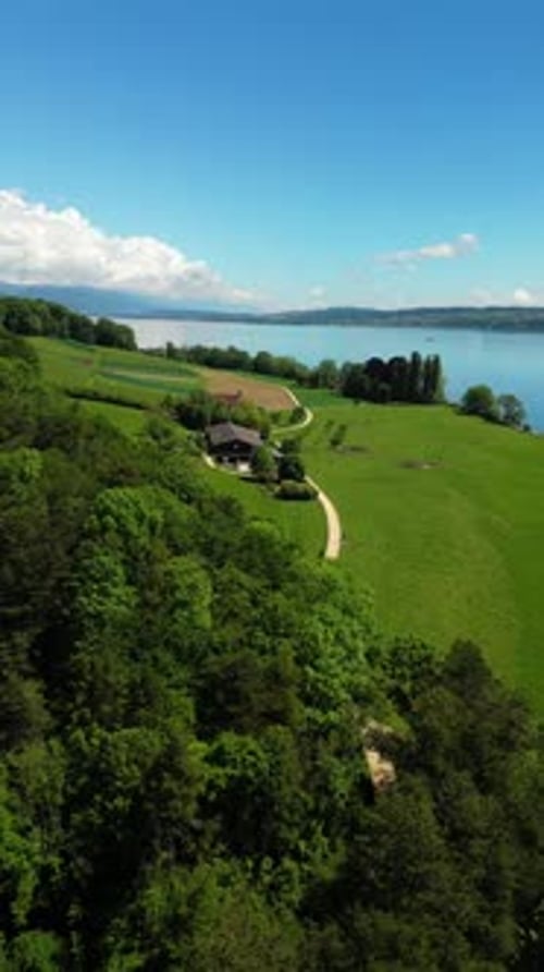 Switzerland Lake Biel St. Peter's Island aerial drone Swiss beautiful landscape