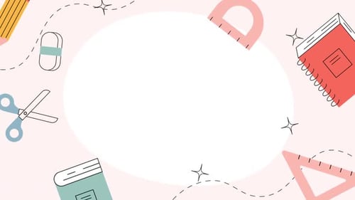 Animated School Supplies Frame for Education Content