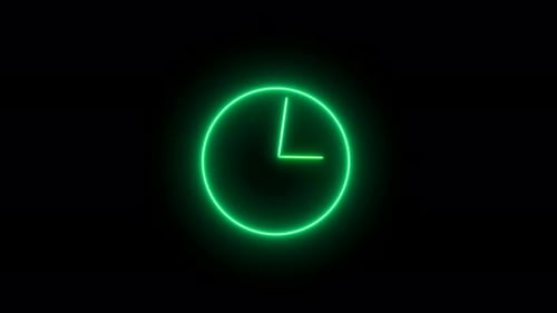 Animação analógica de relógio brilhante, loop de 12 horas. relógio de néon, Vd1115
