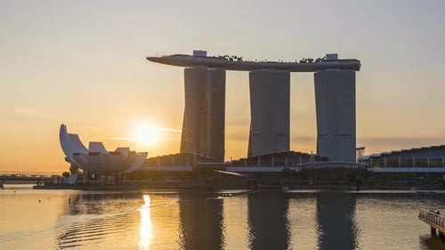 Time lapse of Singapore City Skyline at Marina bay sand in Singapore.