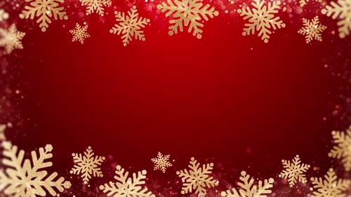 Golden Glitter Snowflakes Christmas Frame Animation