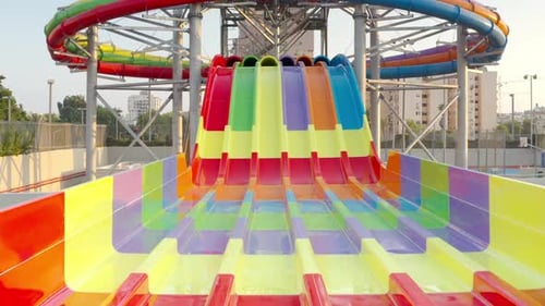 Aerial view over closed Water park during Covid 19 outbreak