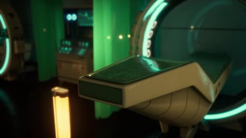 Futuristic Hospital with Advanced Surgical Equipment and Glowing Elements
