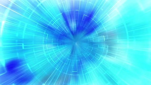 Futuristic Blue Digital Grid Tunnel Abstract Background Animation