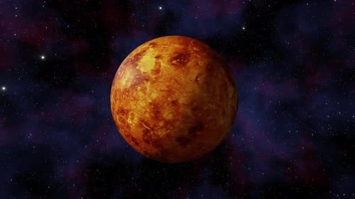 Planet Venus view from outer space and twinkling stars in the Milky Way galaxy 3d render. Solar