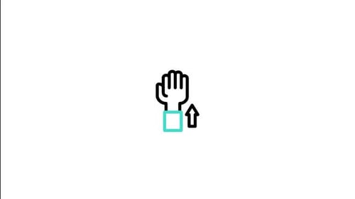 Animated Flat Design Hand with Upward Arrow Icon