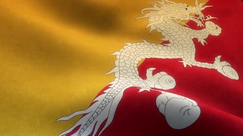 Realistic Bhutan Flag Waving in Wind Seamlessly