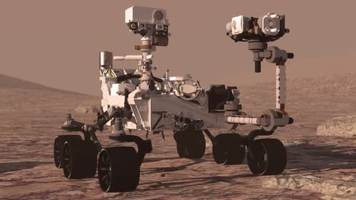 3D Animation of Mars Rover Exploring Red Planet Surface