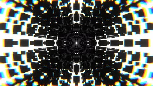 Estroboscópio preto e vermelho e branco Movimento caótico de cubos no espaço Vj Loop em 4K