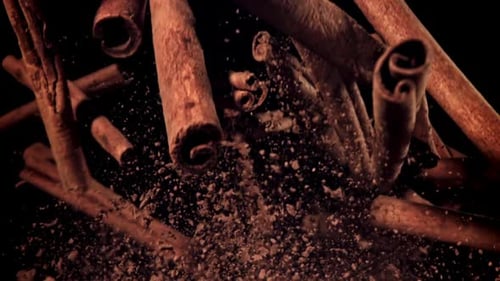 Cinnamon Sticks Fly Up and Down Filmed on a Highspeed Camera at 1000 Fps
