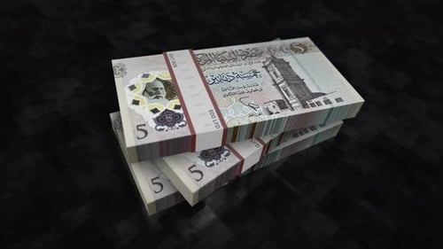 Packs de billets de banque en dinars libyens