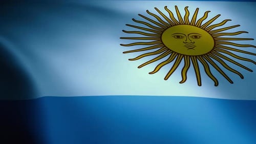 Argentina Flag Waving with Sun of May