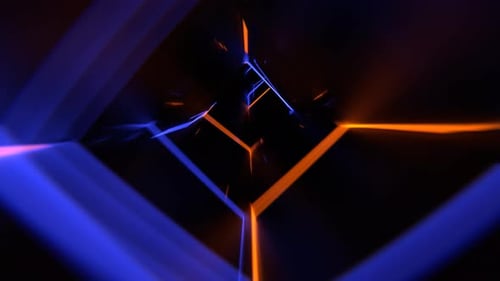 Blue And Orange Neon Strobe Tunnel Background Vj Loop I 4K