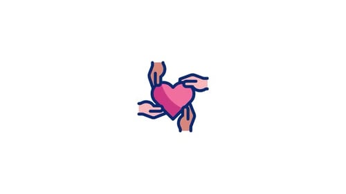 Animated Diverse Hands Holding a Heart Icon