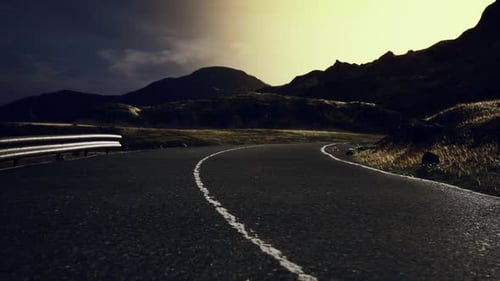 Road By the Sea in Sunrise Time