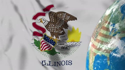 Illinois-Flagge mit Erdkugel