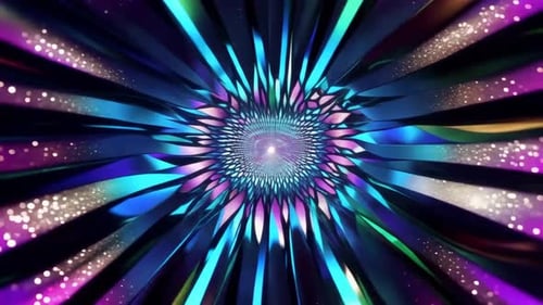 Abstract Glowing Blue and Purple Fractal Tunnel Loop