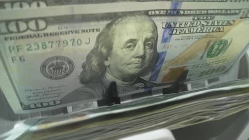 Money Counting Close Up Currency Counting Machine Counting Dollar Bills Machine Counter Calculates