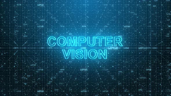 Futuristic Computer Vision Text Reveal with Digital Data Grid ...