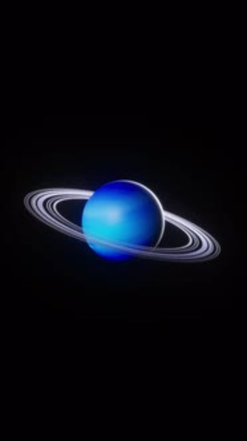 Geheimnisvoller blauer Gasriese Neptun mit detaillierten Ringen